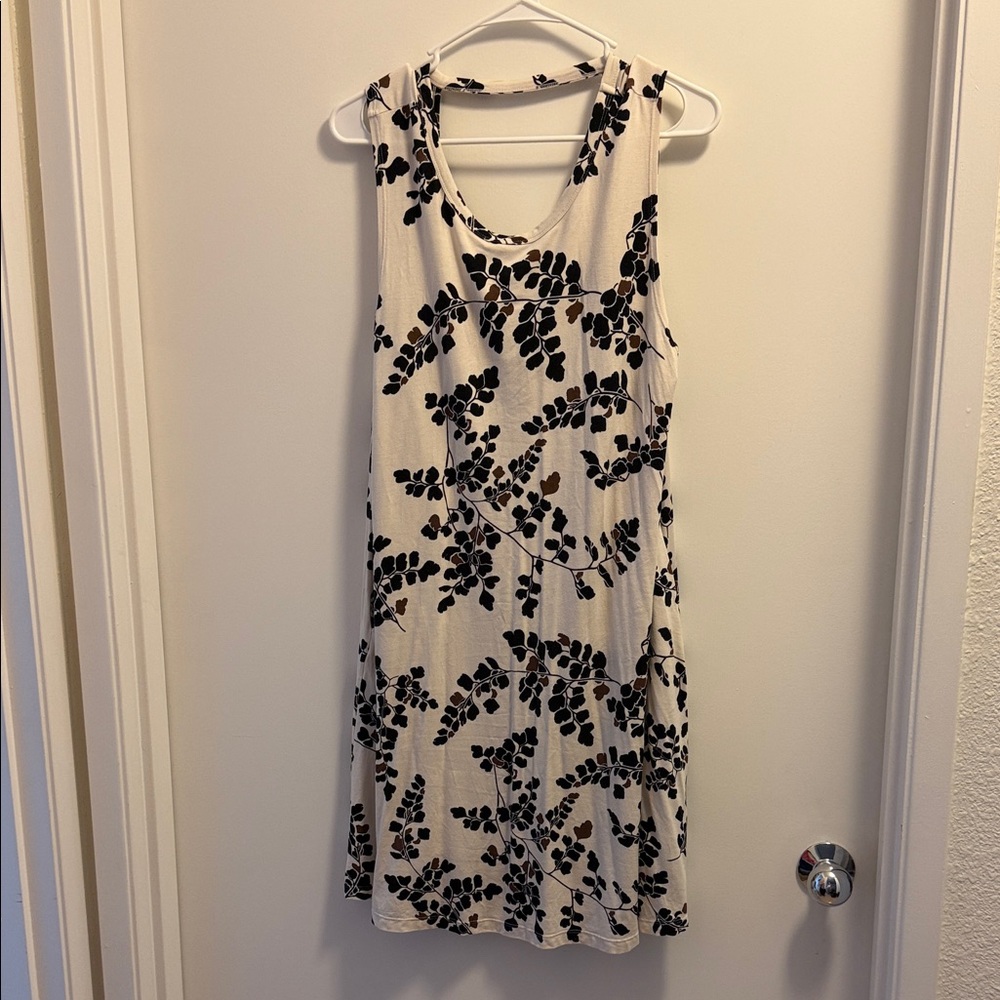 Sig Zane Cream and Black Leaf Print Dress